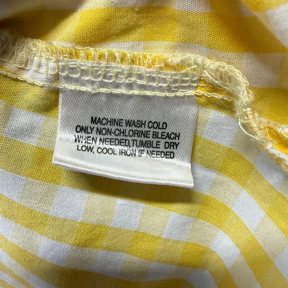 Basic Editions Yellow White Gingham Short Sleeve Button Down Shirt Womens XXL - Picture 6 of 9